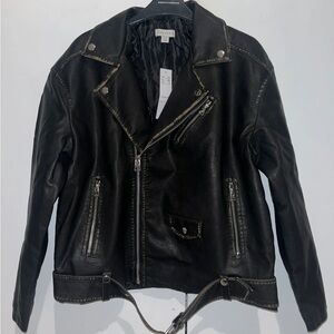 Topshop Oversized Faux Leather Jacket